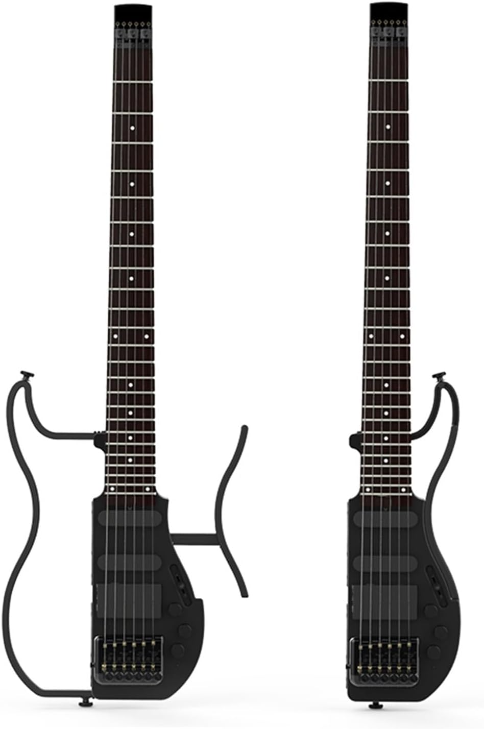 VENEKA Headless Electric Guitar Headless Travel Electric Guitar with Built in Headphone Amp Full Scale Portable Guitar