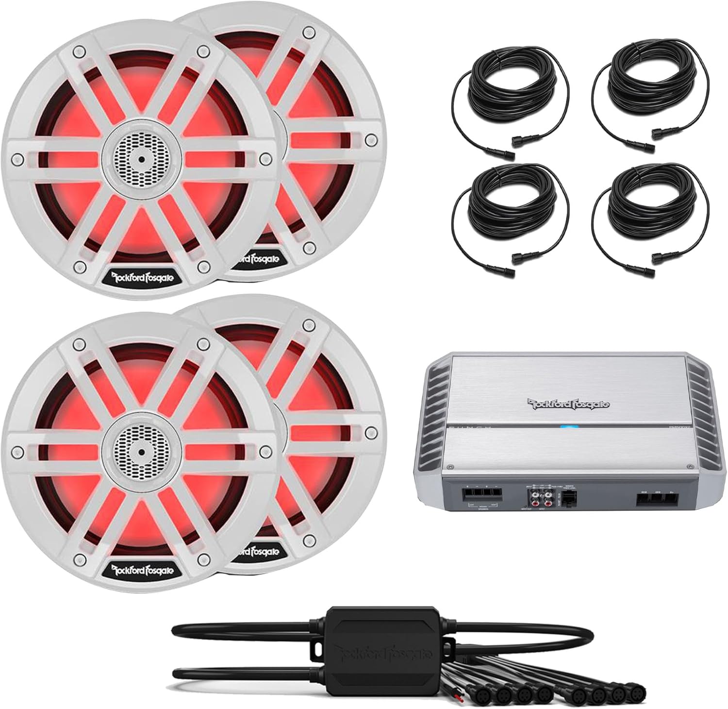 Rockford Fosgate PM500X2 2 Channel Marine Amplifier with 2 Pairs M1-8 M1 Series 8