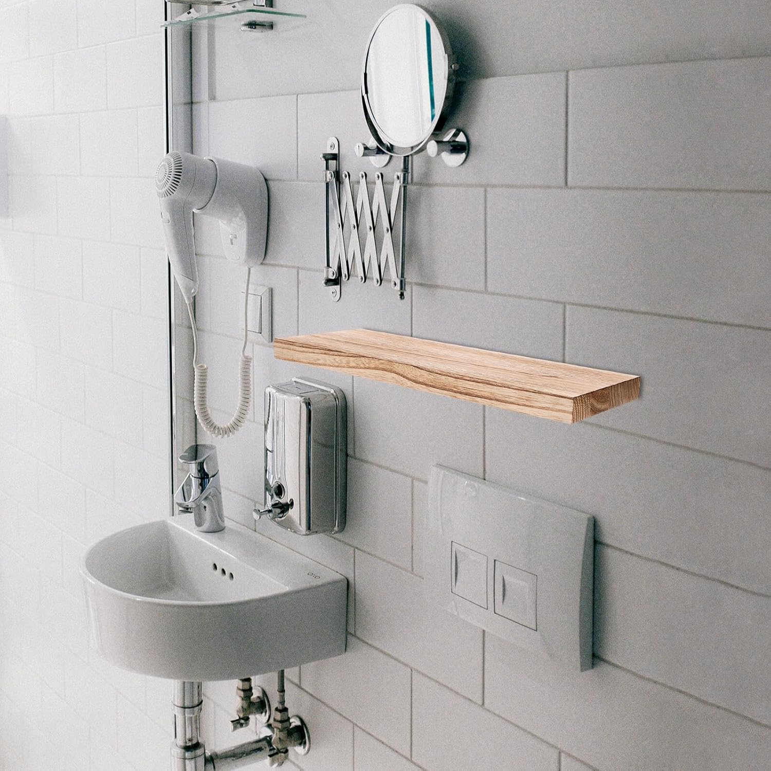 3pcs Floating Wood Shelves Wall Mounted No Damage Shelf for Books Photos Bathroom Living Storage Display with High Weight Capacity and Sleek Modern Design