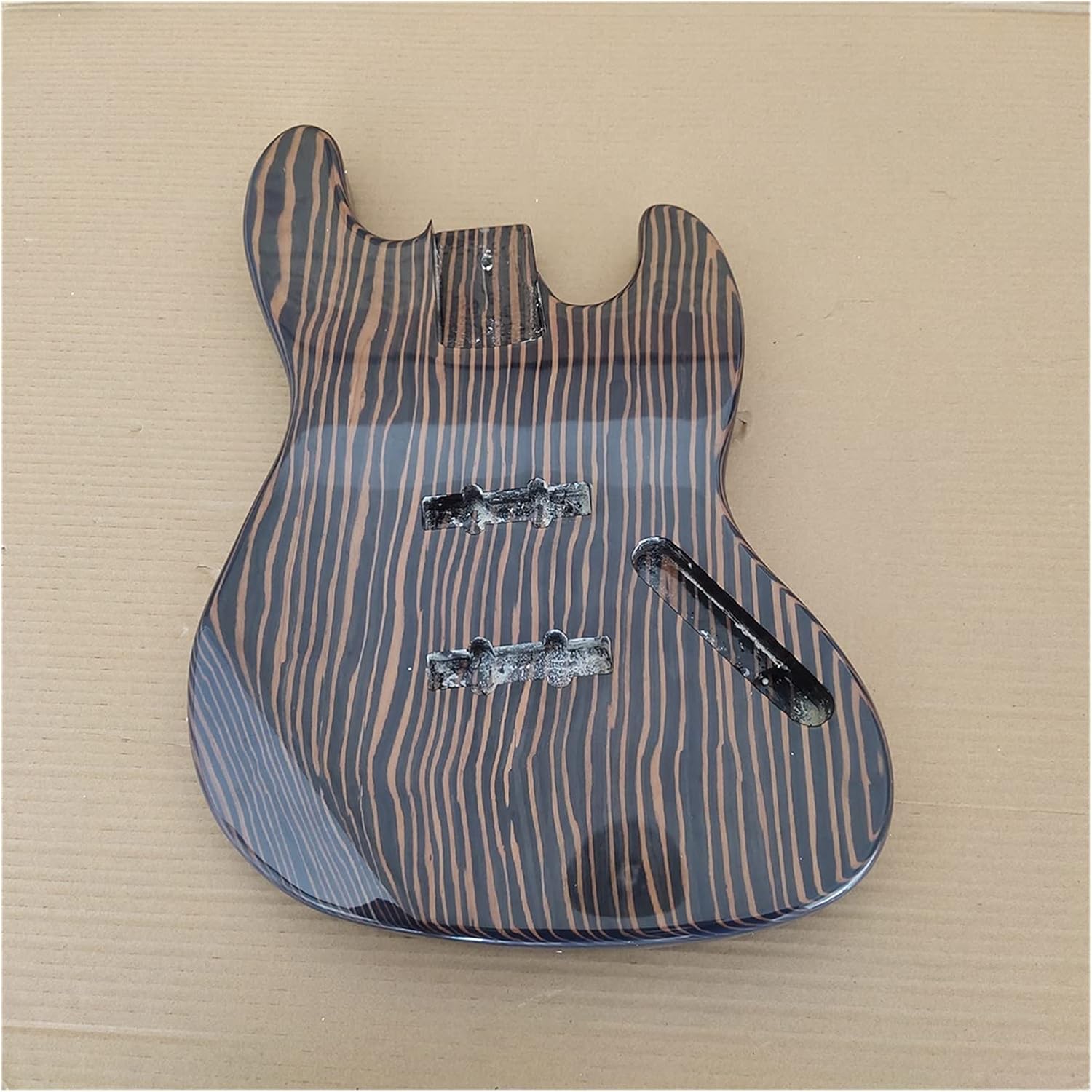 DIY Guitar Kits Finished Zebra Pattern Wood Bass Guitar Body Gloss