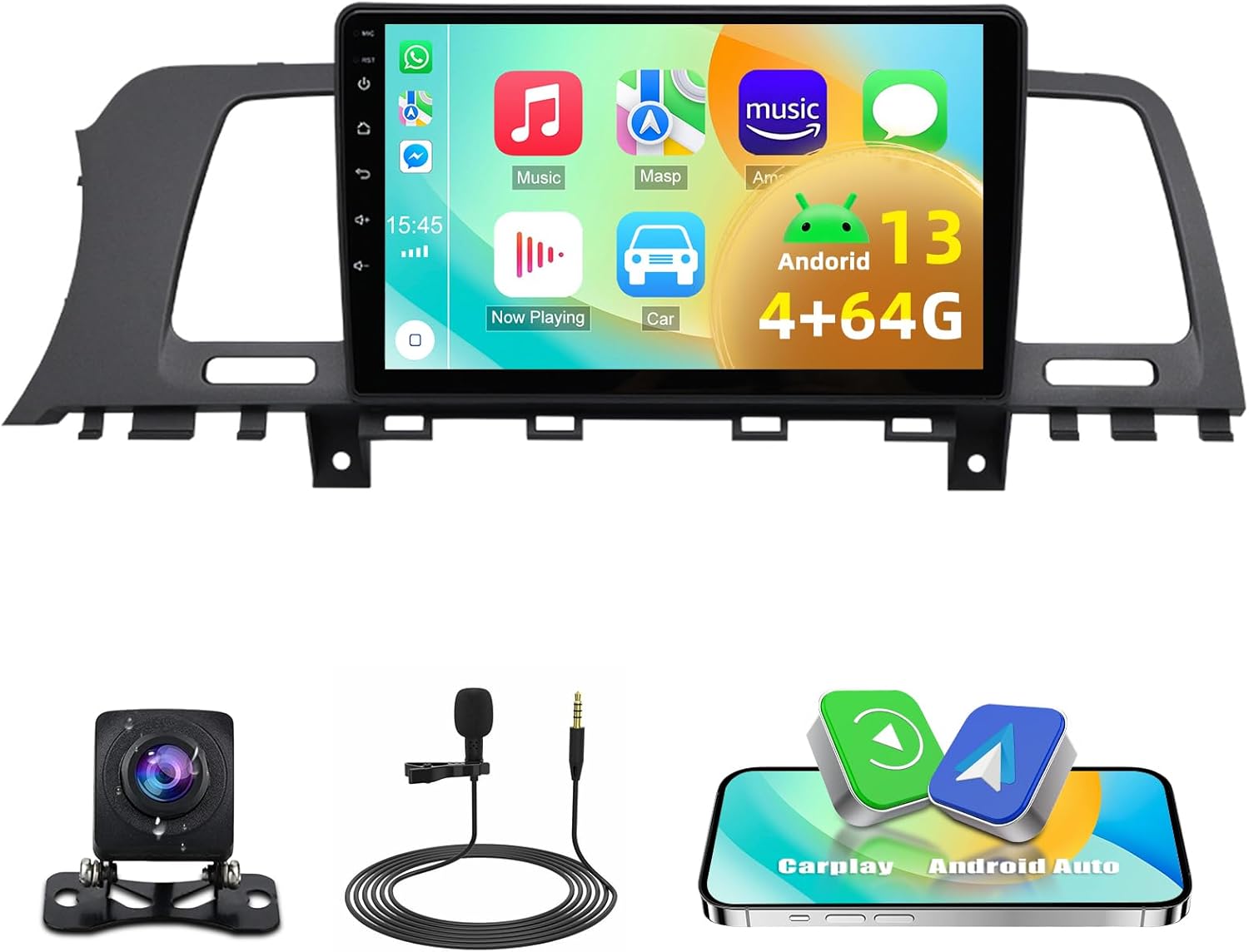 9 Inches IPS Car Stereo Radio for Nissan Murano Z51 2008 2009 2010 2011 2012 2013 2014,Built-in CarPlay &Android Auto Android 13 Stereo,Support WiFi GPS Bluetooth AHD Backup Camera Mic