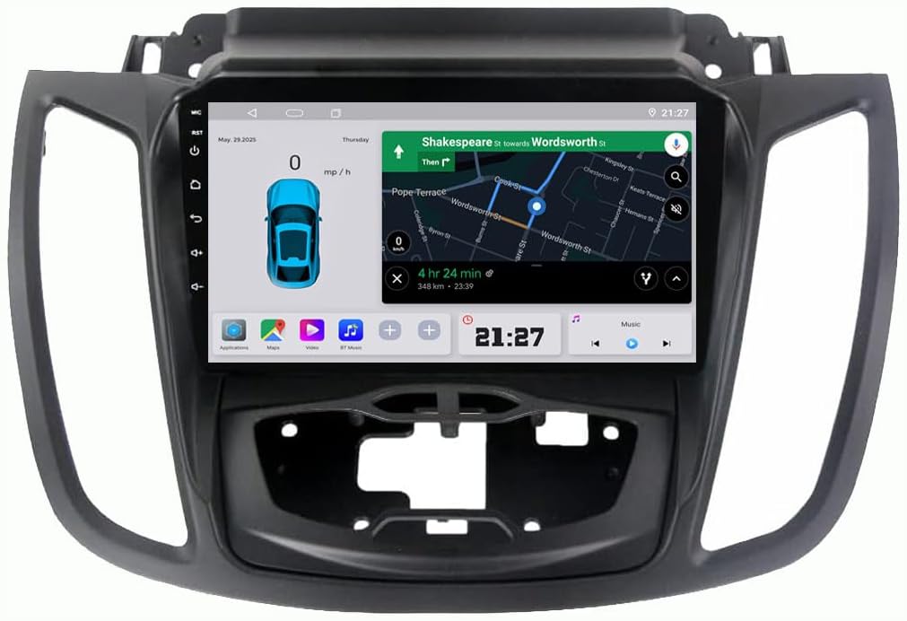 FELLOSTAR for 2012-2019 Ford Escape Radio Update Car Stereo Replacement Head Unit with Carplay & Android Auto 8-Core 2+32G 9-Inches QLED Touch Screen