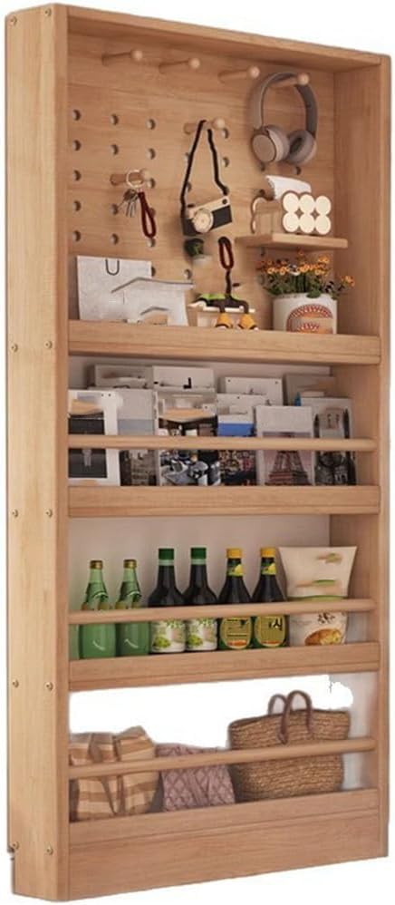 Narrow Cabinet Behind The Door, Wood Material Book Storage Bookcase Tall Slim Storage Bookshelf Space Saving Corner Open Shelf for Pantry Bedroom Living Room,40 * 10 * 178cm