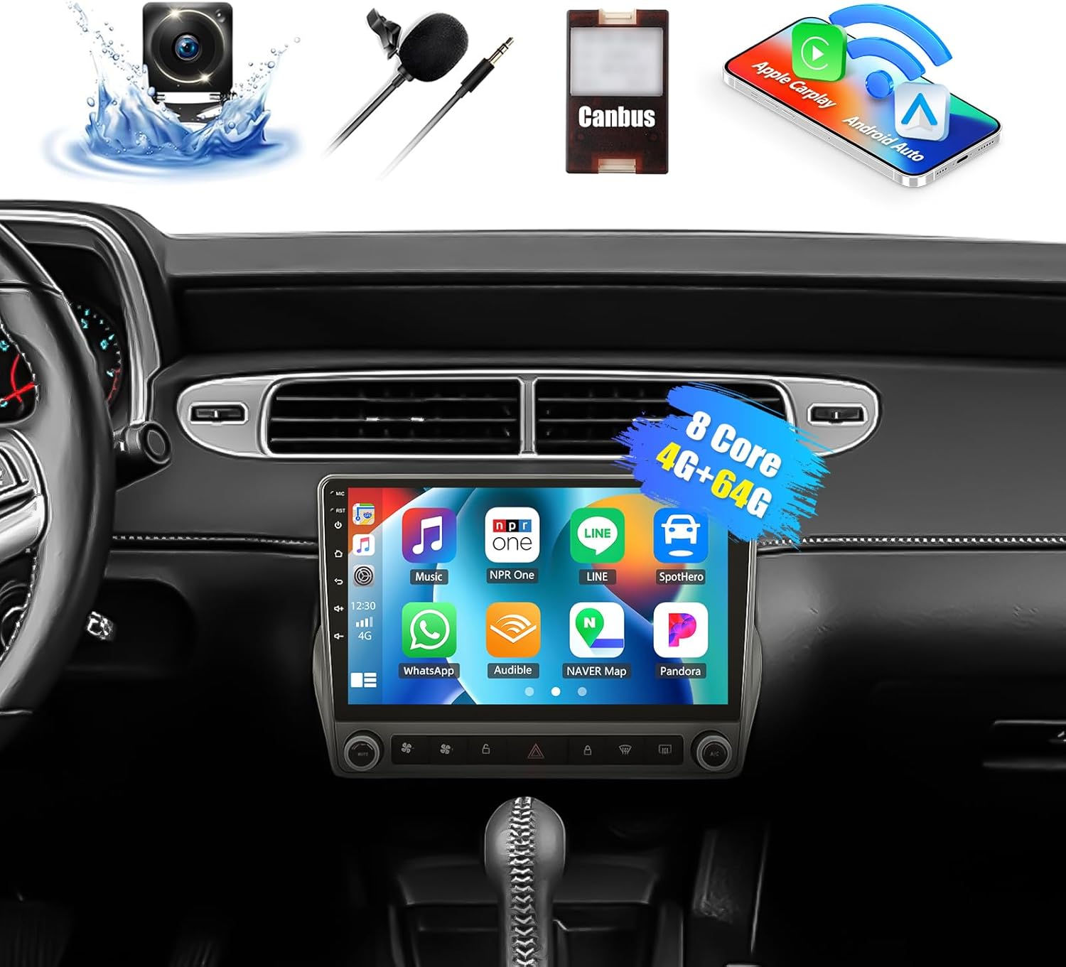 8-Core 4G+64G Car Radio for Chevrolet Chevy Camaro 2010-2015 with Wireless CarPlay Android Auto 9