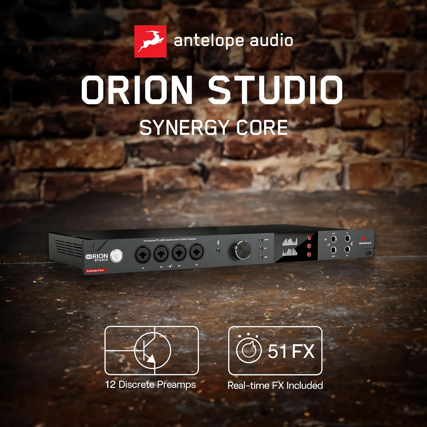 Antelope Audio Orion Studio Synergy Core Professional Digital Audio Interface w/ 12 Preamps & 50 Real-Time Plugins — Thunderbolt 3 Music Recording Studio Interface w/DSP Processing for Mac/Windows
