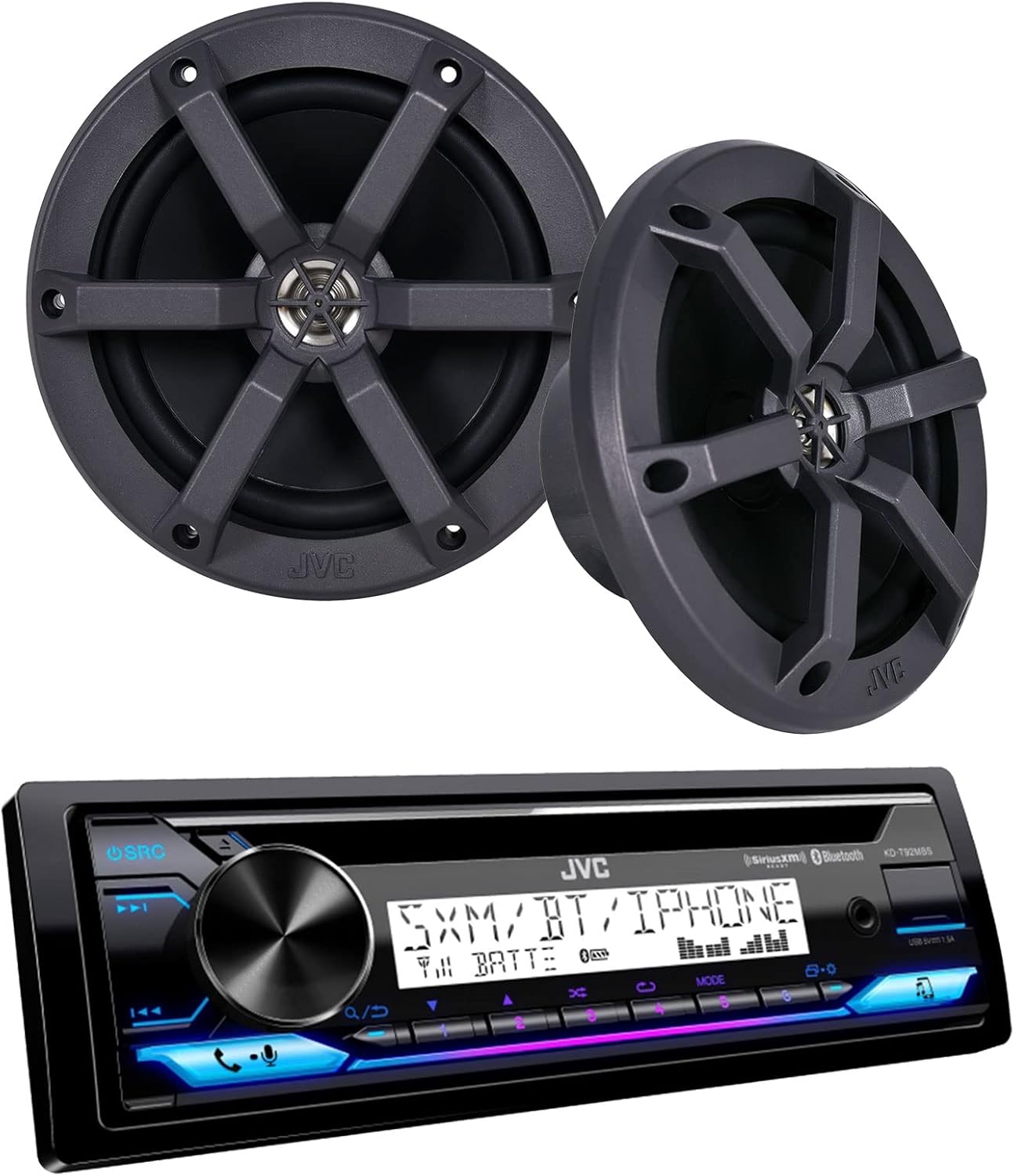Marine CD Receiver with Bluetooth + Pair of 6.5 inch 2-Way Marine/UTV Speakers Package