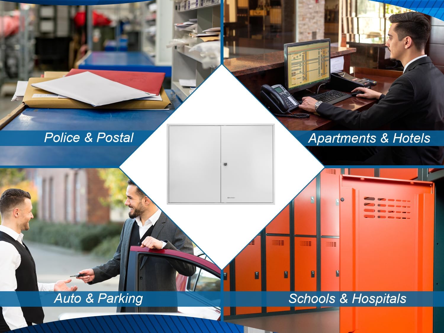 Barska 400 Position Key Cabinet with Adjustable Numbered Hooks – Wall Mount Steel Key Organizer Safe with Index Log, Key Tags & Lockable Door for Office or Business Use