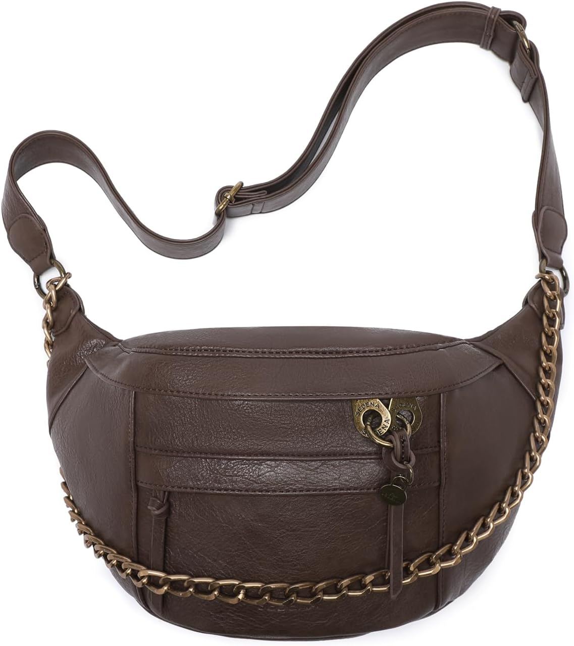 Anti Pickpocket Crossbody Bag – Large Vegan Dark Brown Leather Sling Bag with RFID & Glasses Pockets, Anti Theft Design, Multiple Compartments, Chain Detail Travel Crossbody Bag for Women