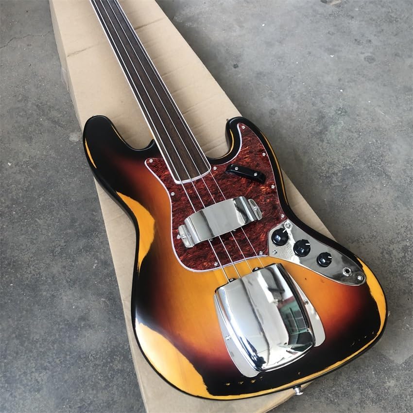 Custom Four-String Electric Bass in Sunset Color with Nitro Matte Paint - Perfect for Bassists Seeking a and High- Instrument with Professional Performance
