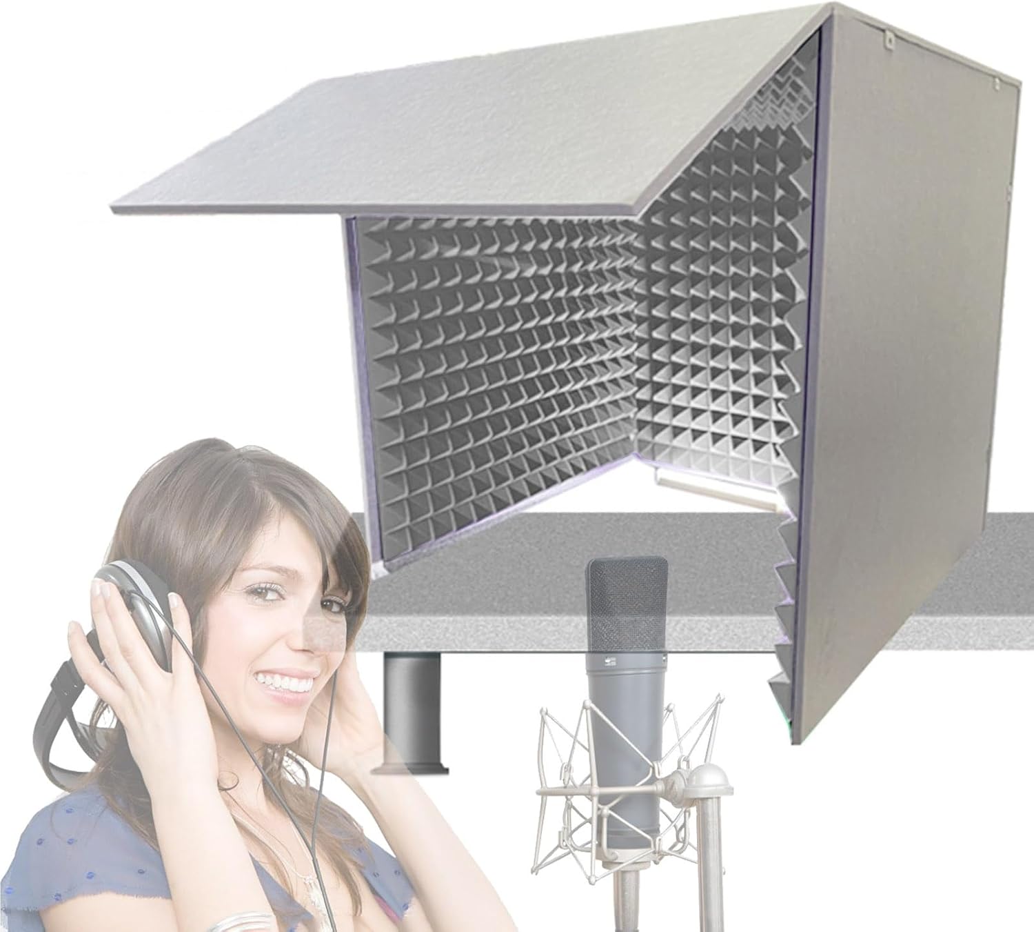 Portable Recording Studio, Desktop Soundproofing Enclosure, DIY Isolation Booth for Microphones (Gris)