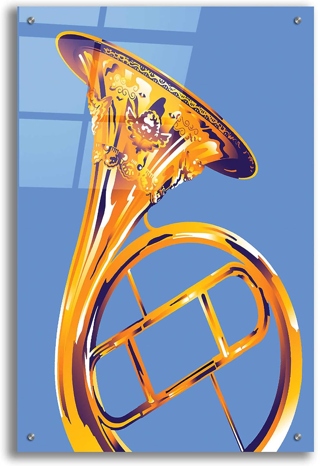 Epic Art 'French Horn 8' by David Chestnutt, Acrylic Glass Wall Art, 24