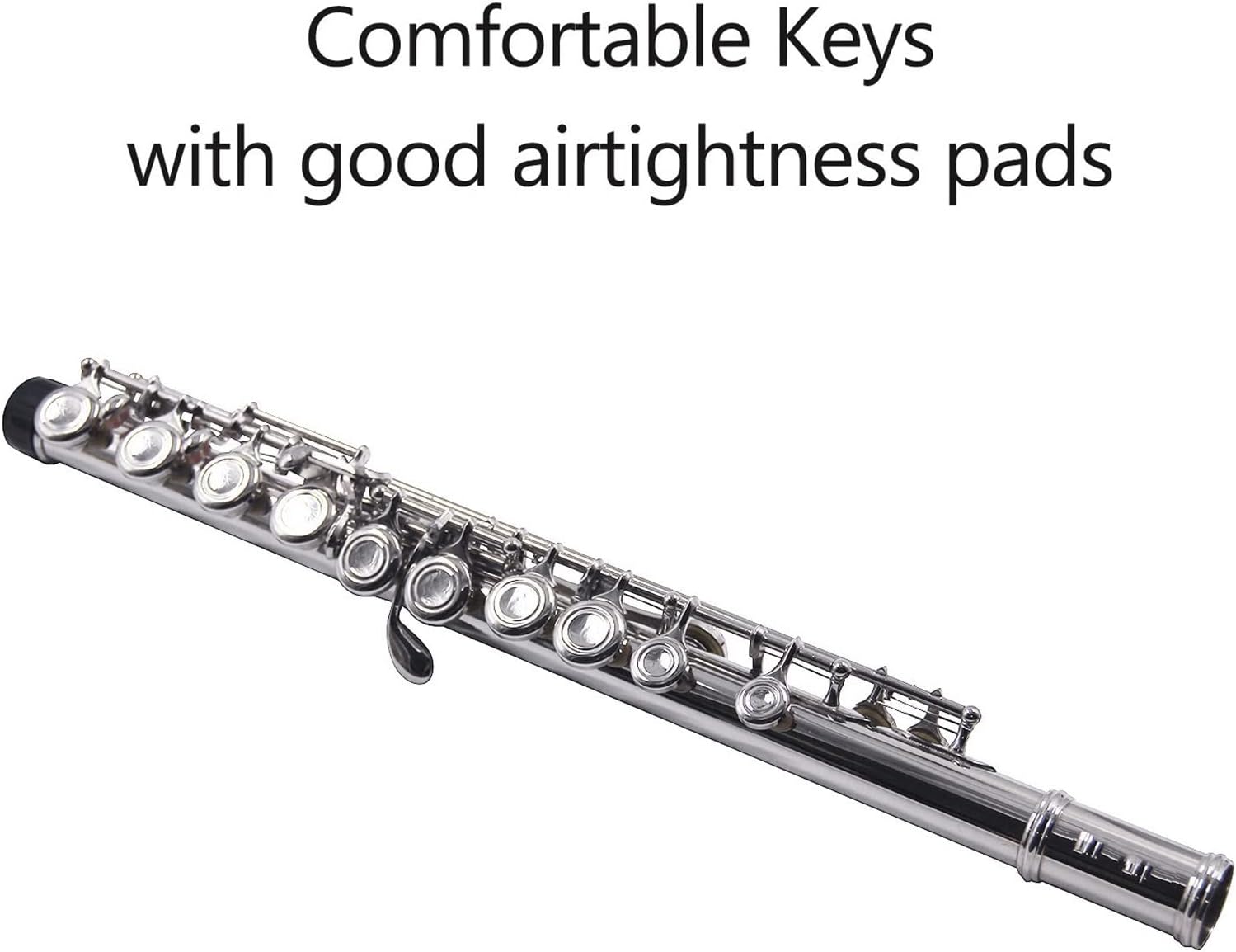 Flute Musical Instrument Closed Hole C Flute 16 Keys Cupronickel Wind Instrument with Carry Case Cleaning Cloth Gloves Screwdriver Cleaning Rod Starter Flute