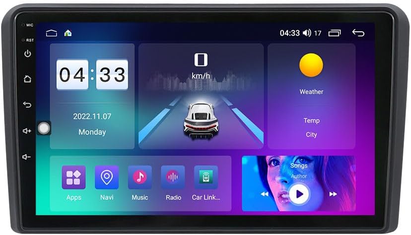 Android Car Stereo for Audi A3 2003-2012,9 inch IPS Touchscreen with Upgrade Wireless CarPlay & Android Auto,WiFi/GPS,Support SWC and Subwoofer,8-Core 8G+256G