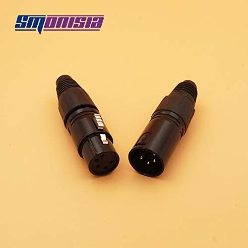 Davitu Electrical Equipments Supplies - Smonisia 100Pcs/lot 3p/4p/5p XLR Connector Male/Female Microphone Panel Mount Socket 3/4/5 Core XLR Converter Adapter Black - (Connector Type: Male, Pins: 4P)