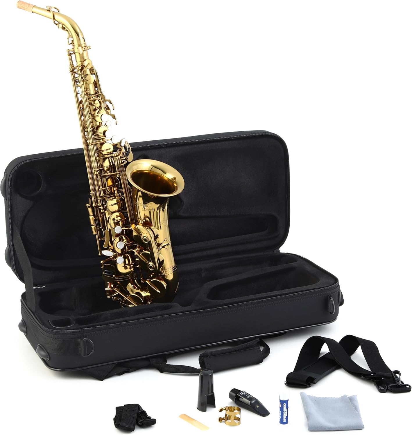 BetterSax Classic Alto Saxophone - Professional-Grade Instrument with Dark Gold Lacquer Finish - Complete Kit for Beginners and Pros - Includes Mouthpiece, Neckstrap, and Durable Case