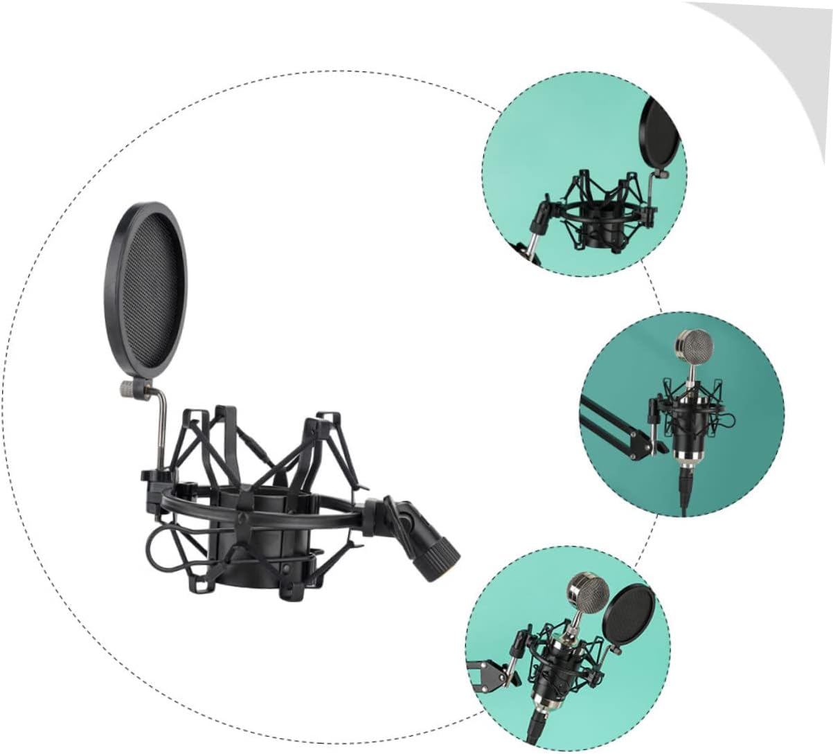 1 Set Anti-Vibration Protecting Anti- Bracket Blowout Clip Stand Cover Mount Accessories Mic Shockmount Holder Shockproof Vibration Microphone Shield Filter for Universal Rack Stands (Color : B