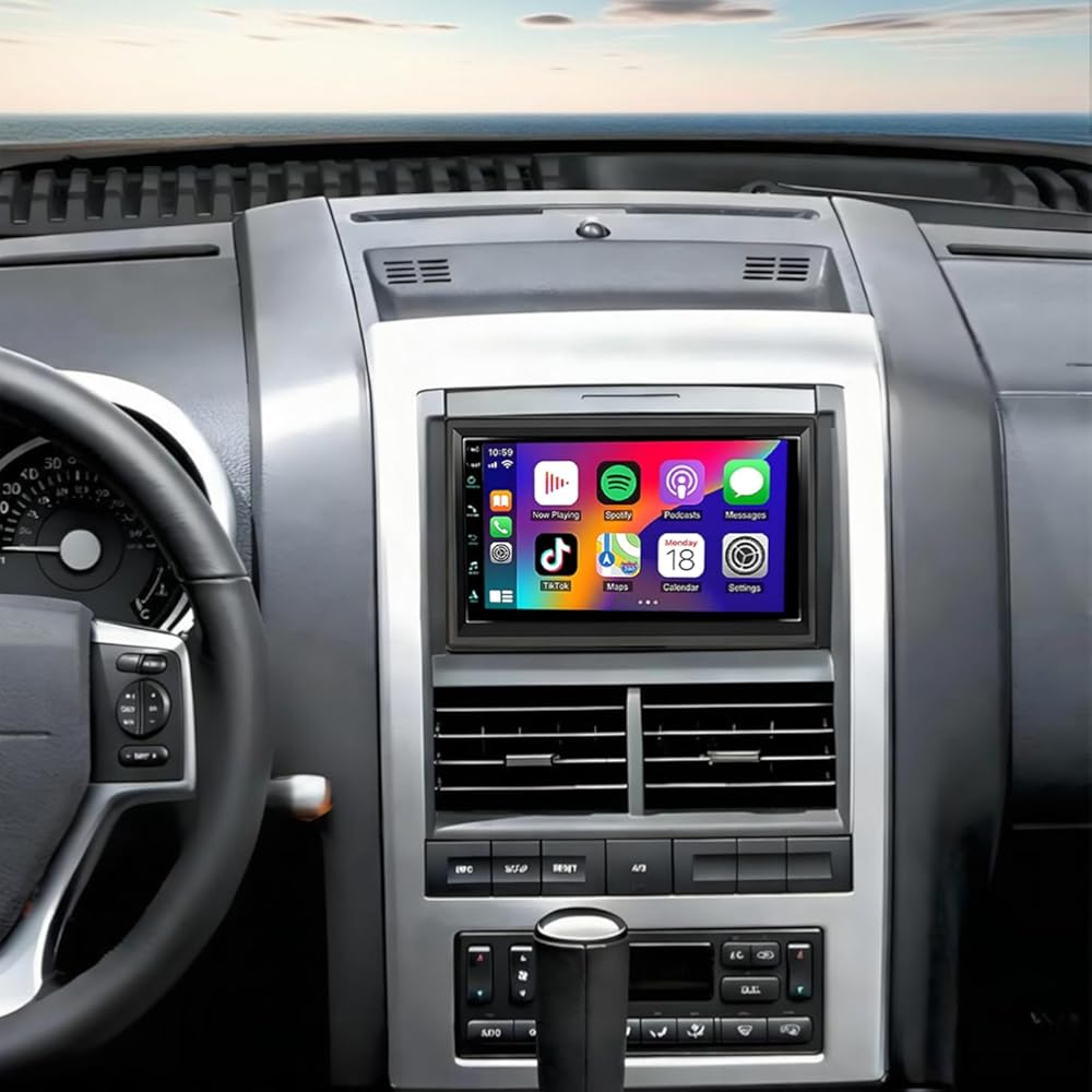 7Inch Double Din Car Stereo Radio for Mercury Mountaineer 2007 2008 2009 2010-4G+64G Car Audio Receiver with Carplay/Android Auto,Built-in GPS Bluetooth WiFi FM RDS DSP SWC + Backup Camera