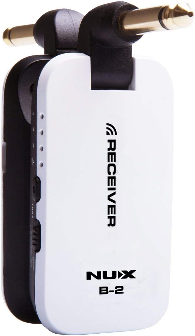 NUX B-2 Wireless Guitar System 2.4GHz Rechargeable 4 Channels Wireless Audio Transmitter Receiver (White)