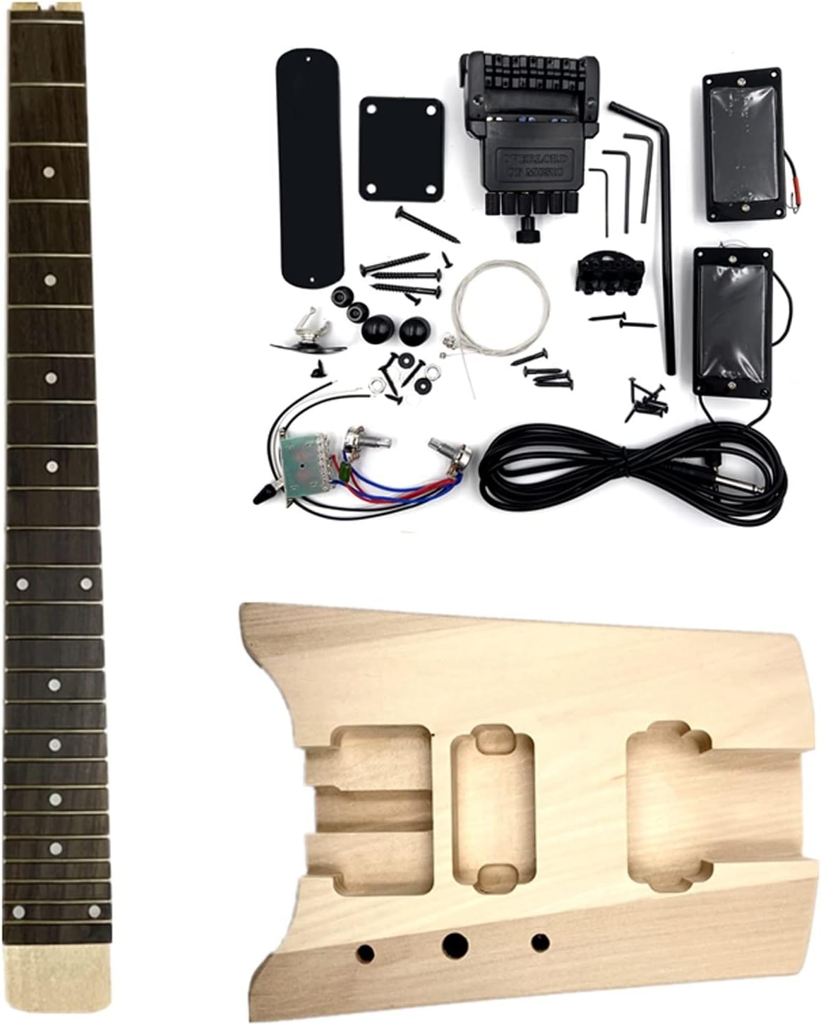 DIY Electric Guitar Kit Unfinished DIY Electric Guitar Kit Basswood Body Maple Neck 2 Dual-Coil Pickups