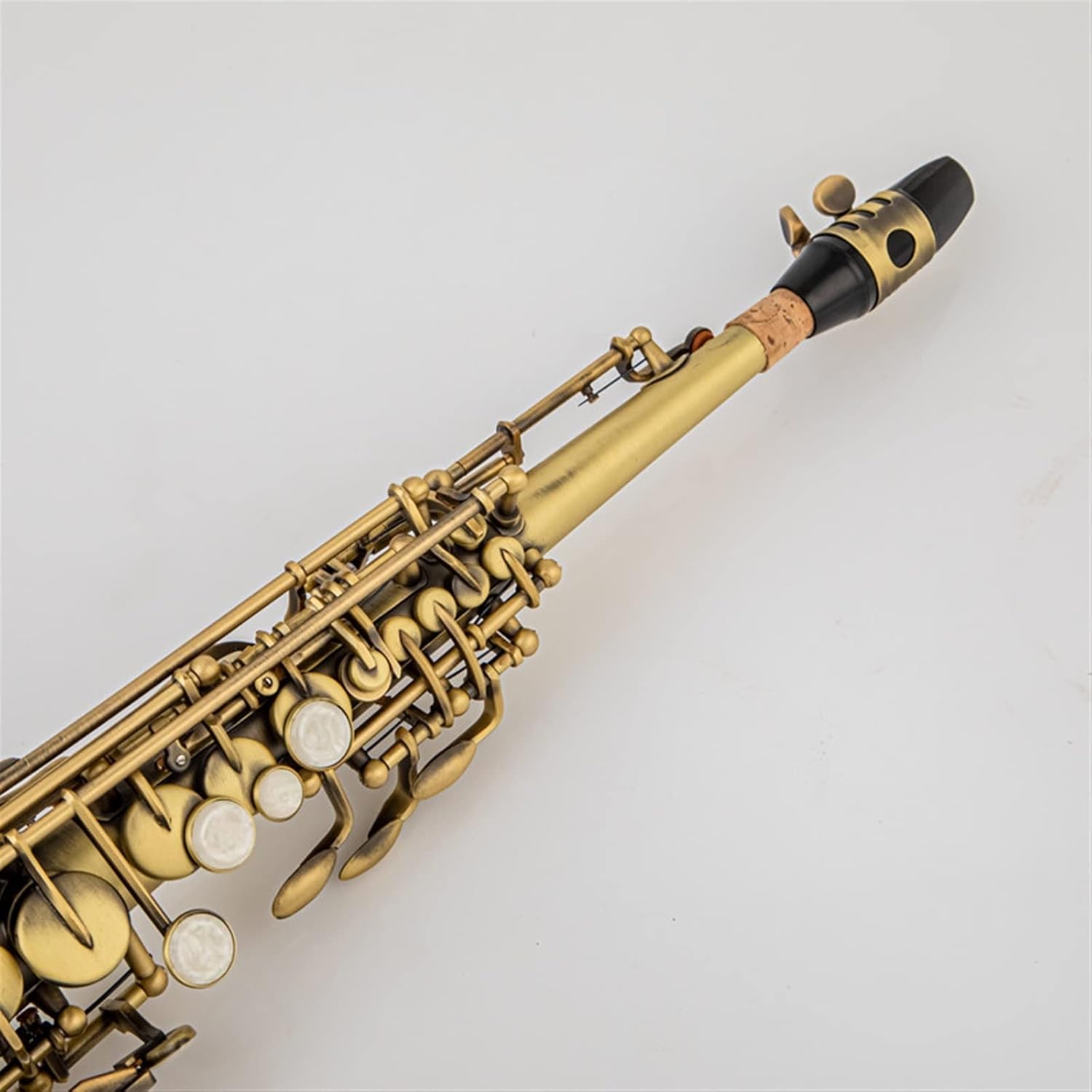 Brass Straight Sax Saxophone Bb B Flat Woodwind Instrument Natural Shell Key Carve Pattern