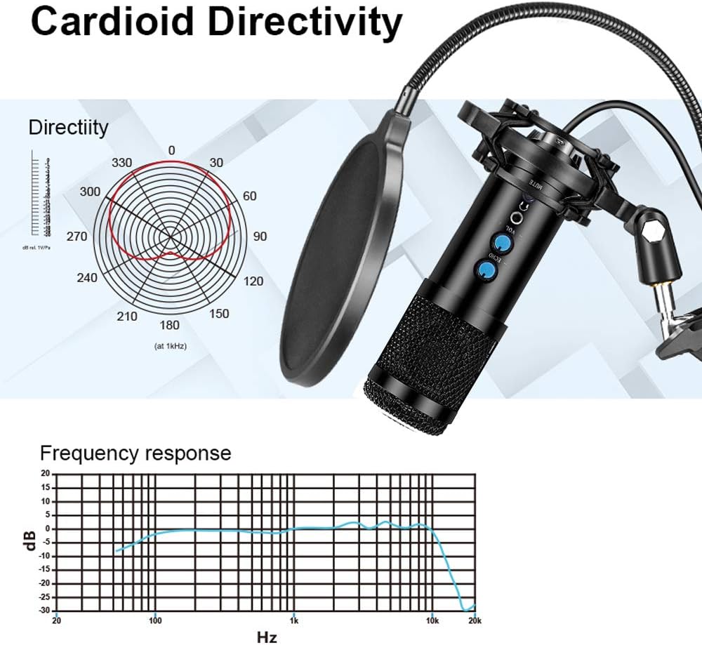 USB Microphone Professional Condenser Recording Mic Kit for Podcast, Recording Microphone for YouTube, Recording Music, Voice Overs, Livestreaming and Streaming Broadcast