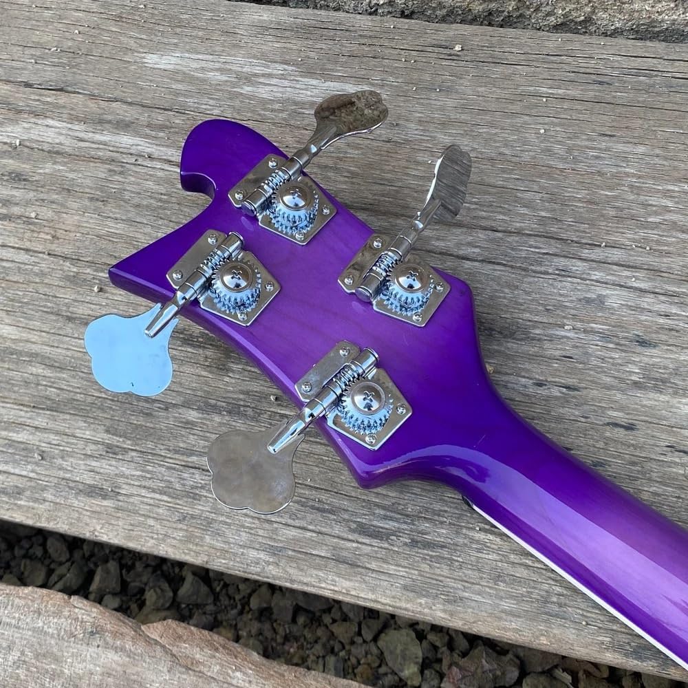 4-String Electric Bass Guitar-Purple Gloss Finish with White Pickguard - Rosewood Fingerboard, Basswood Body