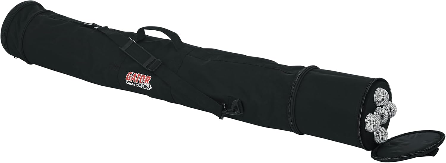 Gator Cases Lightweight Microphone Combo Carry Bag, Holds Five (5) Wired Mics and Three (3) Stands (GX-33)