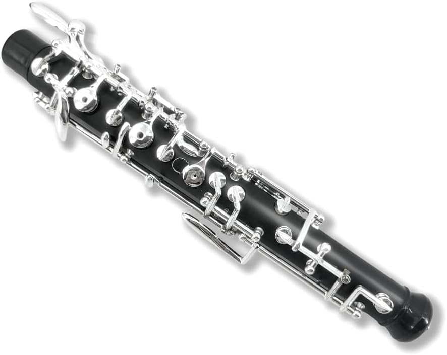 Professional Oboe C Key Forked-F Resonance Semi-Automatic Woodwind Instruments Ebonite Body Silver-Plated Keys with Oboe Reeds & Case Ideal for Beginners, Students & Advanced Players