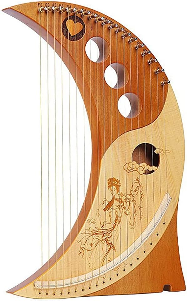 19 Strings Crescent Moon Lyre Harp for Beginners, Mahogany Lye Harp with Durable Bag, Tuning Wrench, Strings Music Instrument