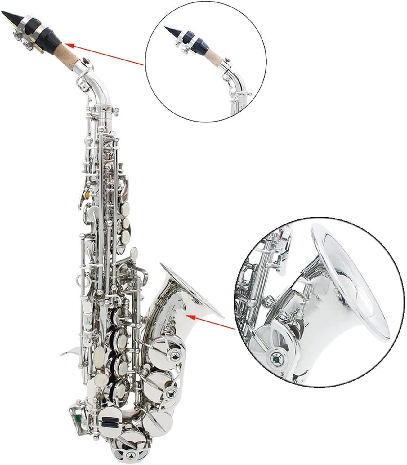 Saxophone B Down High-pitched Small Bend Saxophone Woodwind Instrument with Accessories (Color : 2)