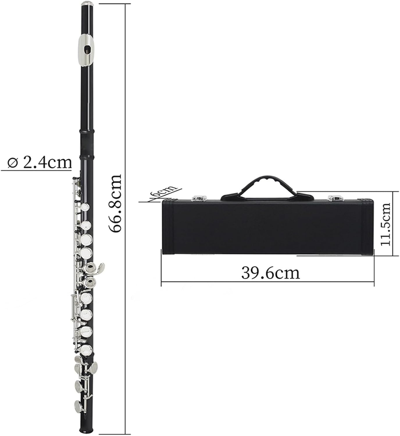 Flute 16 Hole Flute Woodwind Black C Key Brass Concert Flute with Leather Case Flutes Musical Instruments