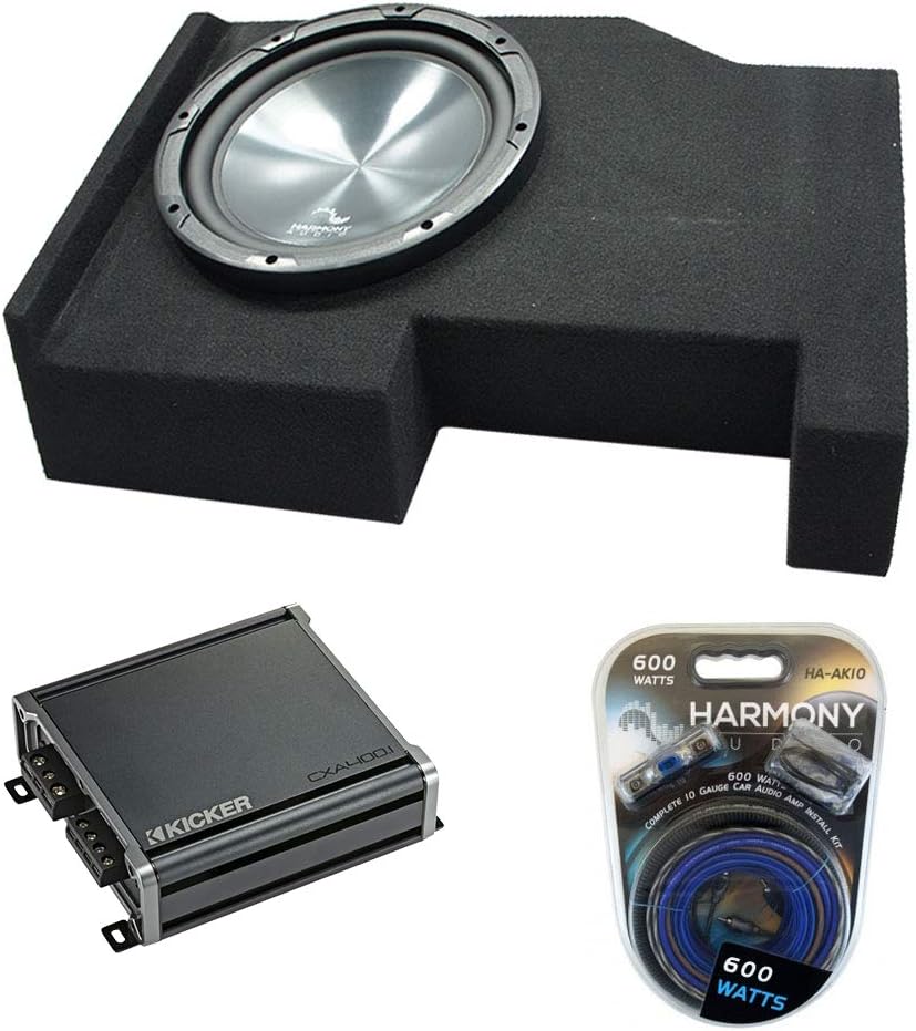 American Sound Connection Bundle HA-R104 Compatible with GMC Sierra Crew Cab 2014-2018 Rhythm Series, 46CXA4001 Car Audio Class D Amp Single 800W Peak Sub Amp CXA400.1 and Single 10