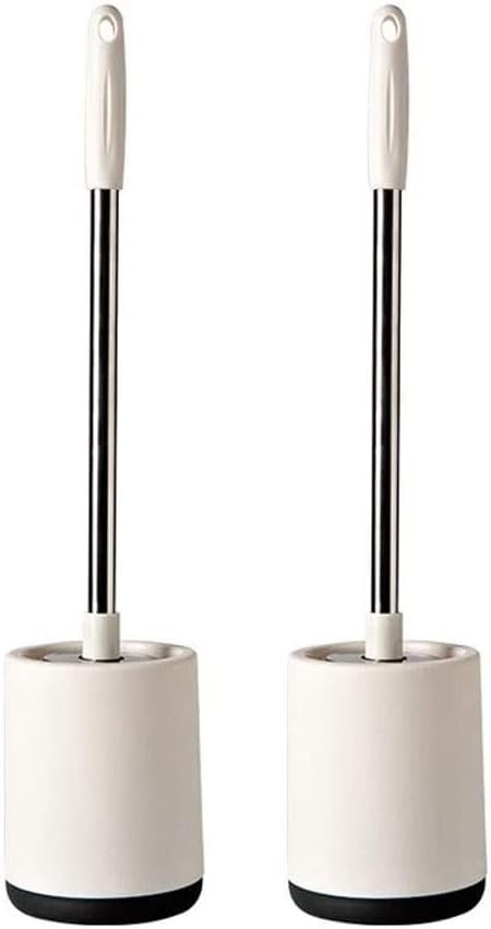 Toilet Brush Toilet Brush and Holder Set, Wall Mounted Without Drilling Toilet Cleaning Set Creative Toilet Brush Set for Bathroom Toilet Brush and Holder (Color : White, Size : 1pc) (White 2pcs)