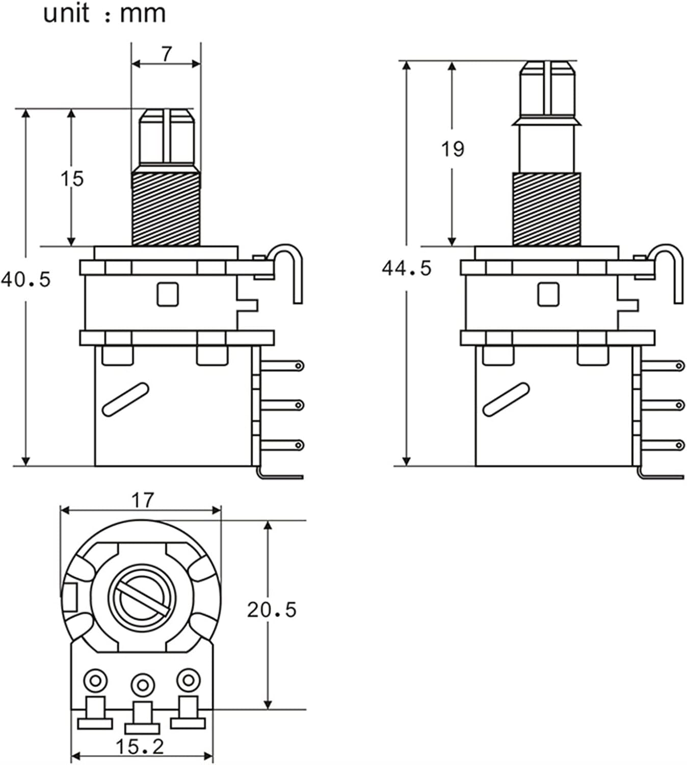 KESHUO 20pcs Push Pull Converter Control Potentiometers Audio Taper A500K Short Split Shaft for Electric Bass Guitar Guitar Kit Accessories