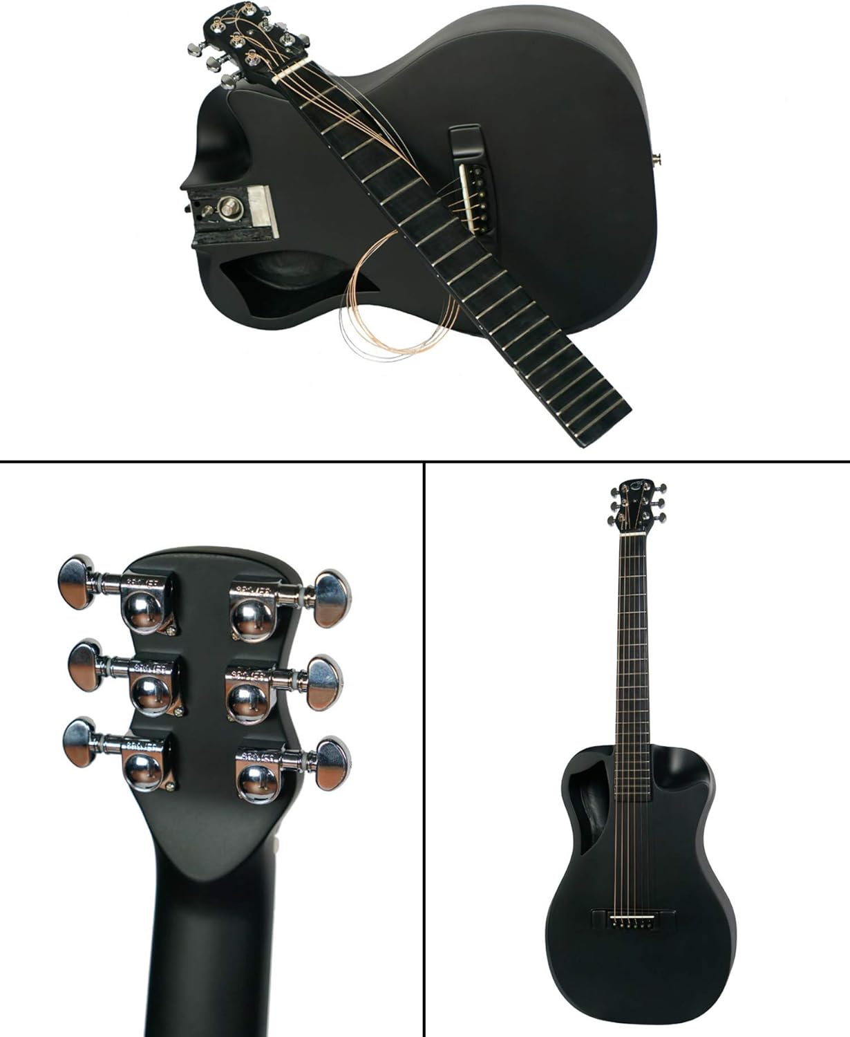 Journey Instruments Carbon Fiber Travel Guitar – OF660M Traveling Acoustic Guitar with Collapsible Patented System – Portable Backpack Case (Matte Black)