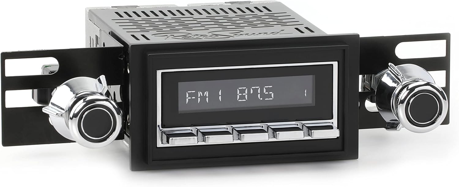 Retro Manufacturing HC-221-55-75 Hermosa Direct-Fit Radio for Classic Vehicle (Chrome Face and Buttons and Black Bezel)