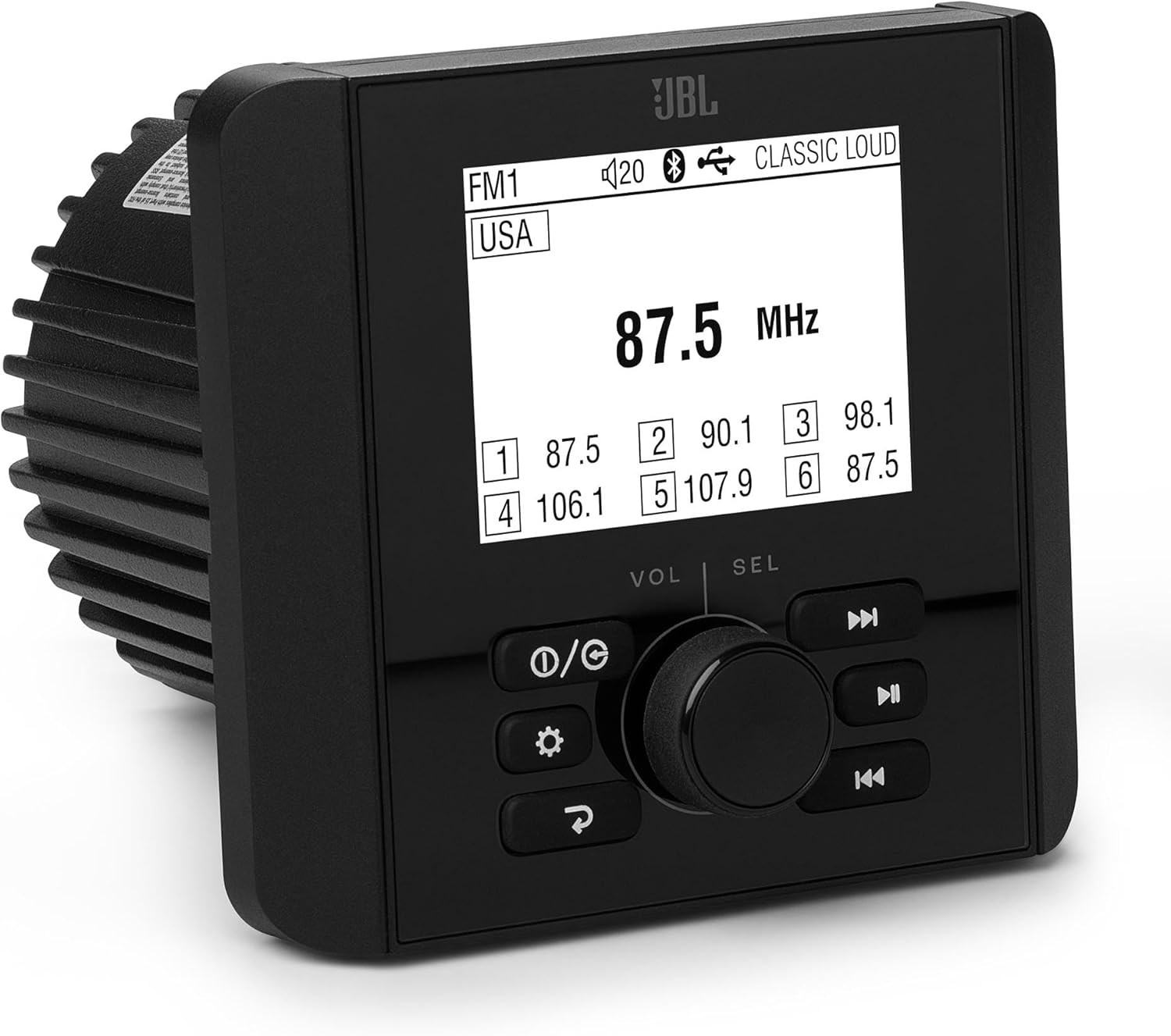 JBL JAM3000 Gauge-Mount Marine Receiver with AM/FM, High Power Output, Bluetooth