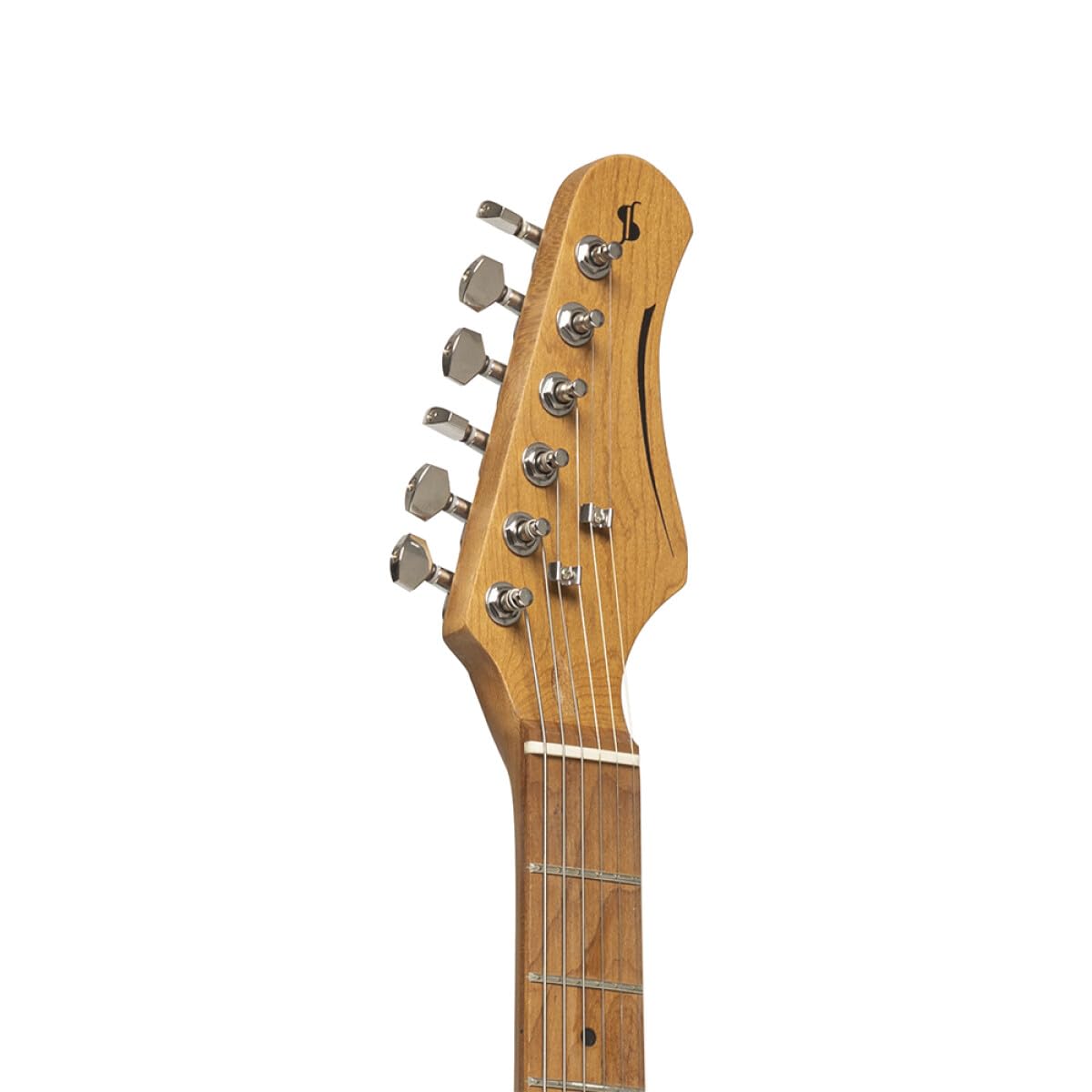 Stagg SES-55 BLK Series 55 Electric Guitar with Solid Paulownia Body l Tempered Maple Neck l 22 Fret Maple Fingerboard l Aged White 3-Ply Pickguard l Brilliant Black Finish