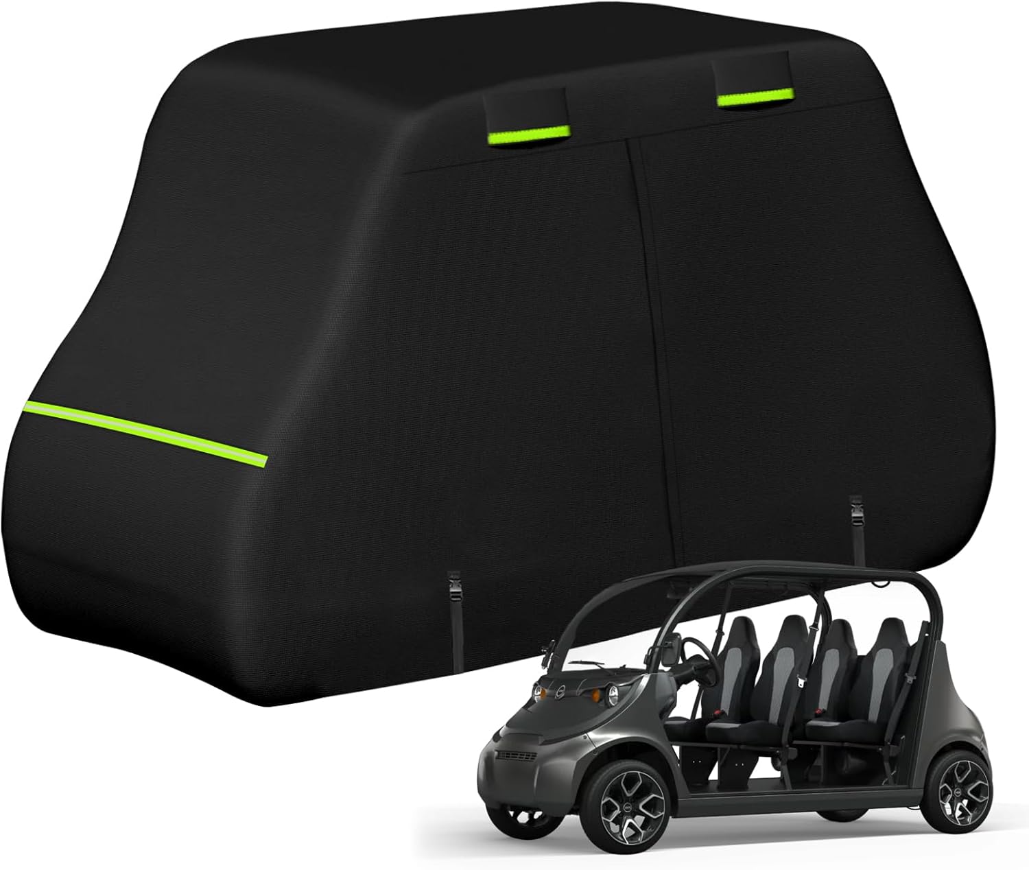 420D Car Cover Compatible with Chrysler/Polaris GEM e4 4 Seater Neighborhood Electric Vehicle, All-Weather Protection Waterproof Car Cover for 4 Person Golf Cart Enclosure