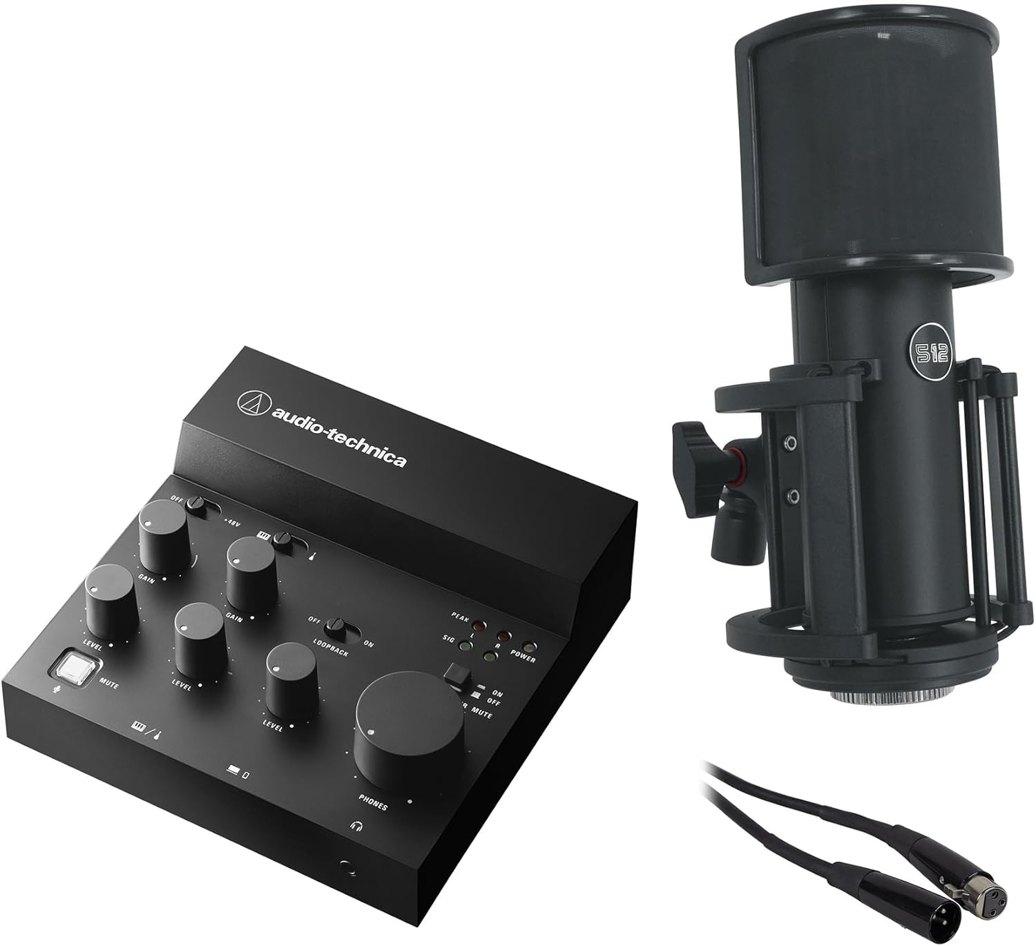 Audiosavings Bundle: AT-UMX3 USB Audio Mixer - Plug-and-Play Bundle with Skylight Studio Condenser Recording Microphone+Shockmount & Rockville RCXFM20E-B 20Ft XLR Mic Cable (3 Items)