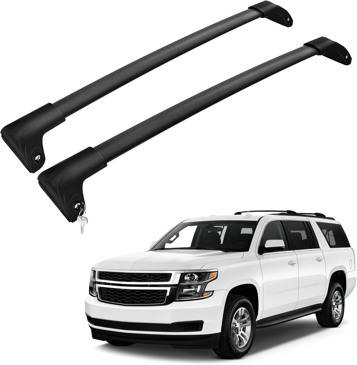 220Lbs Roof Rack Crossbars for 2015-2020 Chevy Tahoe Suburban Yukon Escalade with Anti-Theft Lock, Heavy Duty Aluminum Anti-Corrosion Cross Bar Fit Luggage Luggage Kayaks Bicycles Snowboard