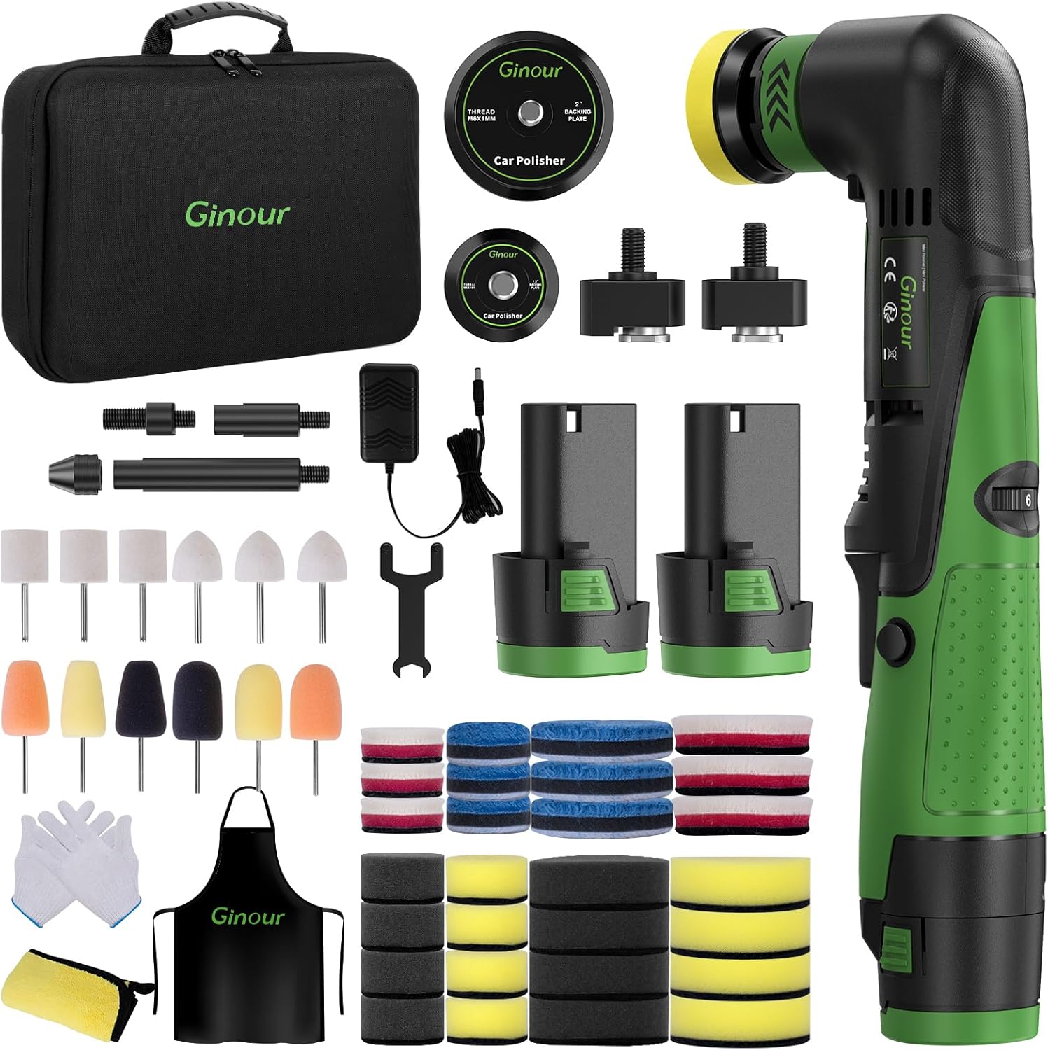 Ginour Cordless Mini Buffer Polisher for Car Detailing, 12V Mini Car Polisher Kit with 1