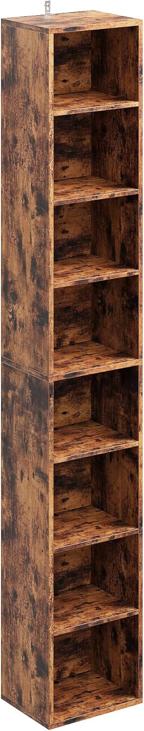 IRONCK Tall Narrow Bookshelf 8 Tiers, Compact Corner Bookcase, Easy to Match for Living Room, Office, Study, Bedroom