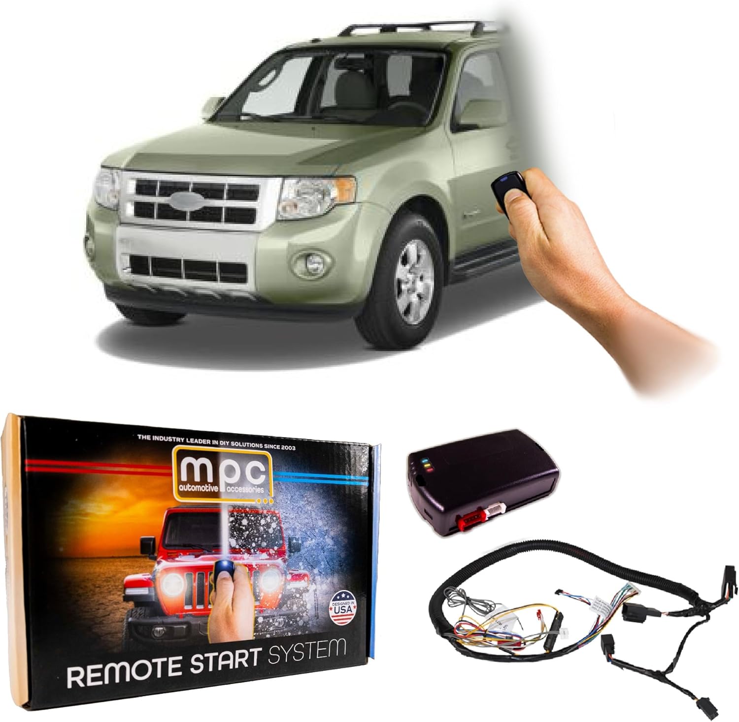 MPC Plug & Play Factory Remote Activated Remote Start Kit Compatible with 2008-2012 Ford Escape Hybrid - Includes T-Harness