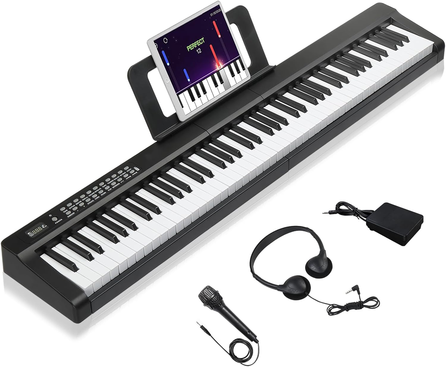 Ktaxon 88 Key Keyboard Piano Digital Piano with Dual Power Supply, 3 Teaching Modes, Bluetooth Audio & MIDI, Comprehensive Function Interface, 1000 Rhythms& 1000 Tones &150 Demo Songs (Compact)