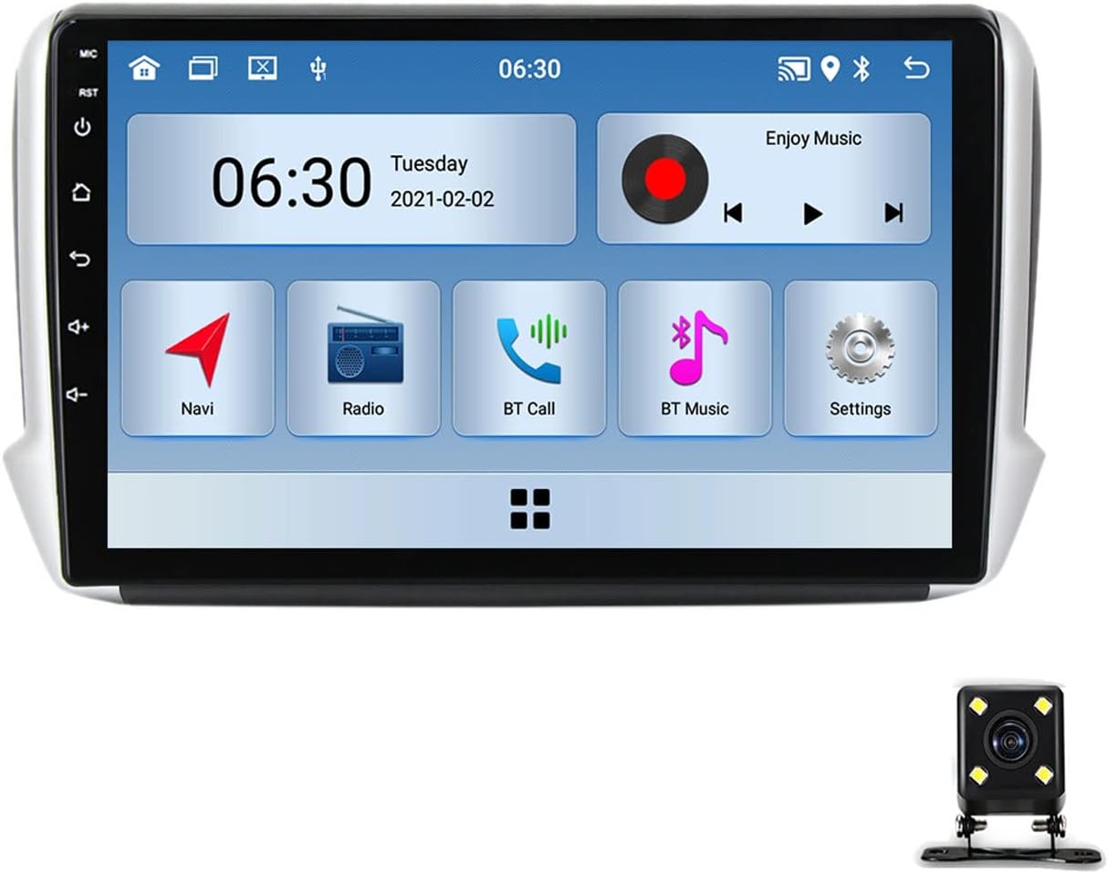 Double DIN Car Stereo 9 Inch Touch Screen Car Audio Receiver for Peugeot 2008 2013-2020 Support Bluetooth Hands Free Calling & Music Streaming, Carplay/Android Auto/Mirror Link