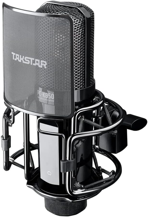 TAKSTAR XLR Condenser Microphone with 34mm Gold-Plated Large Diaphragm, High Sensitivity Cardioid Studio Mic for Recording, Podcasting, Streaming, Voice Overs, Singing, Gaming (PC-K850)