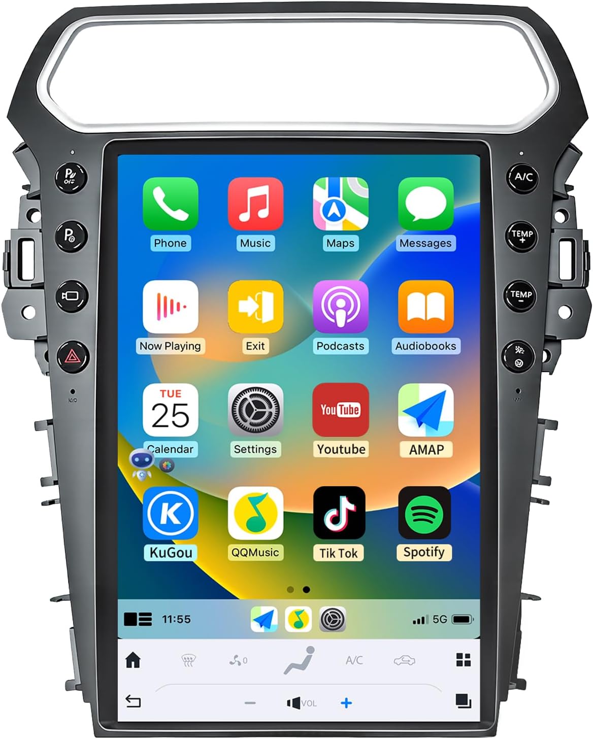 Car Radio for Ford Explorer 2011-2019 Radio Upgrade with 14.4 inch Tesla Style Screen Head Unit with Wireless Carplay Android auto Keep OEM Camera 4G GPS Navigation SWC 8+128G (Fit SYNC3)