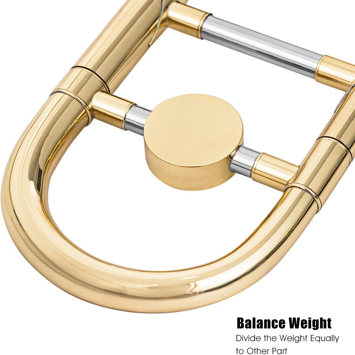 Costzon B Flat Tenor Slide Trombone Brass, Ideal for Standard Student Beginner Trombone w/Case, Gloves, Mouthpiece, Portable