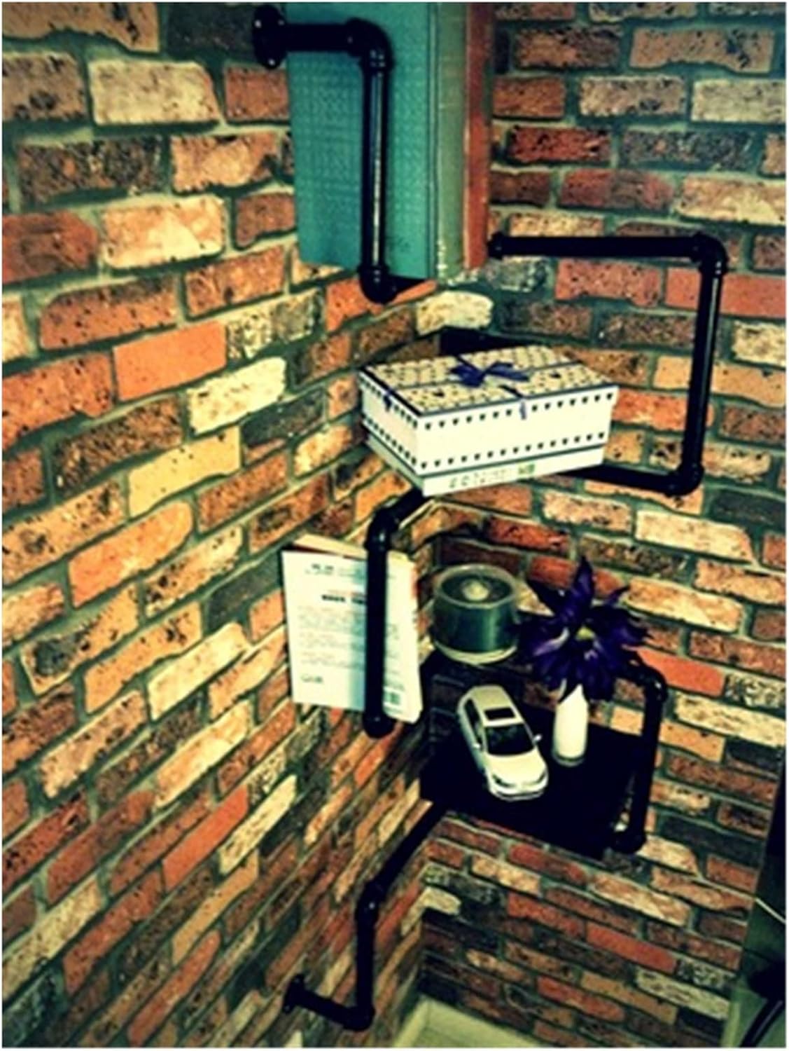 XLTFUC ZXFF Wrought Iron Bookshelf Retro Wall Hanger Wall Water Pipe Rack, Corner Decoration Creative Industrial Pipe Flower Stand-120X30X13cm